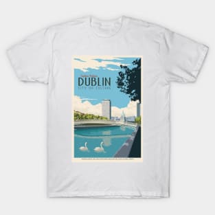 Vintage Travel Art Ireland Dublin City Of Culture T-Shirt